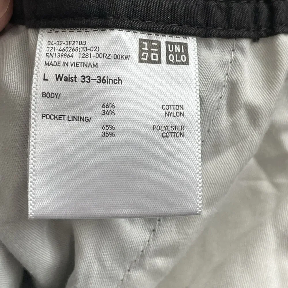 Uniqlo U Cargo Pants Mens L(33-36) Black Nylon Relaxed Fit Utility Drawstring - Picture 6 of 9